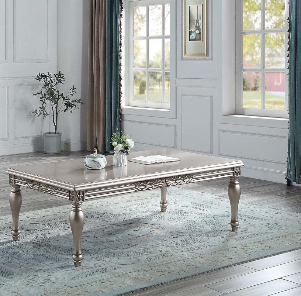 Wood Rectangular Coffee Table, Platinum