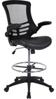 Mid-Back Mesh Ergonomic Drafting Chair With Adjustable Foot Ring, Black