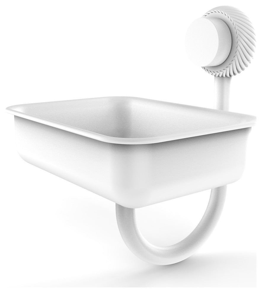 Venus Wall Mount Soap Dish With Twist Accents, Matte White