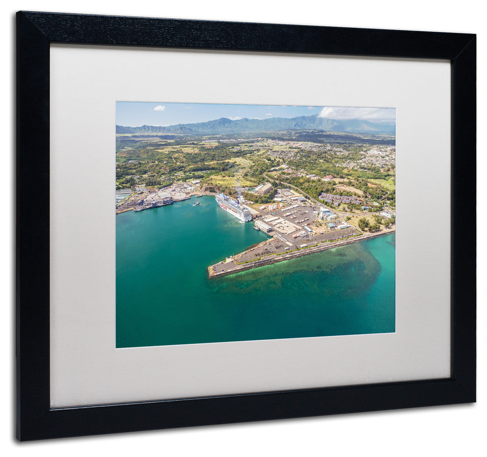 Pierre Leclerc 'Nawiliwili Harbor' Matted Framed Art, Black Frame, White, 20x16