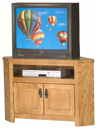 40" Mission Corner Entertainment Console, Iron Ore Oak