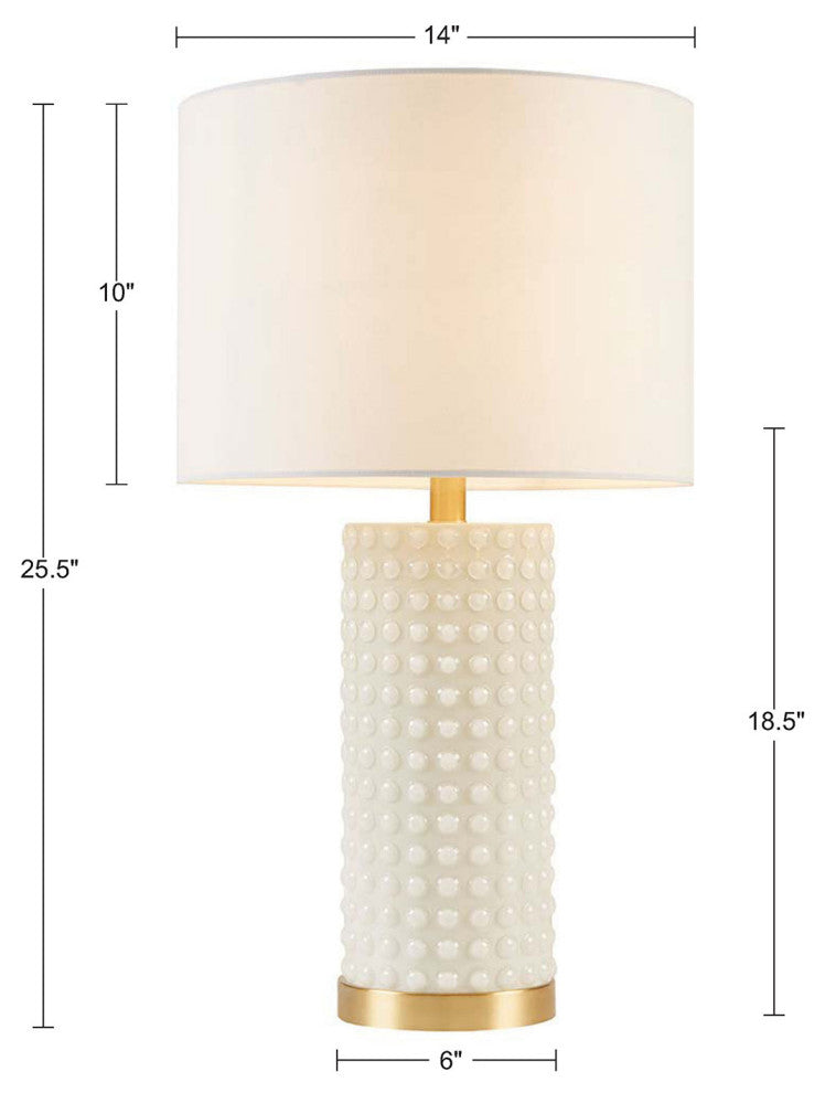 INK+IVY Grace Ivy Textured Dot Table Lamp, White/Gold