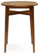 Beryl Outdoor Rustic Acacia Wood Bar Table With Slat Top, Teak Finish