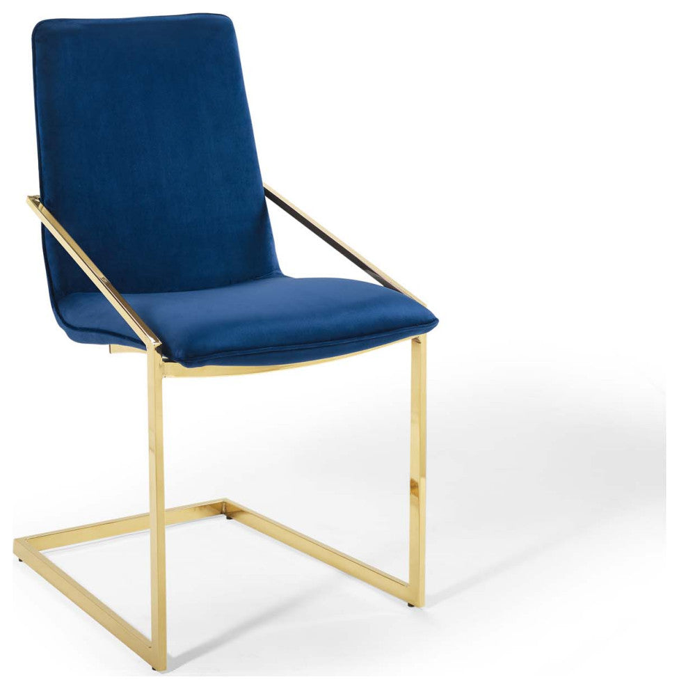 Pitch Performance Velvet Dining Armchair - Gold Navy