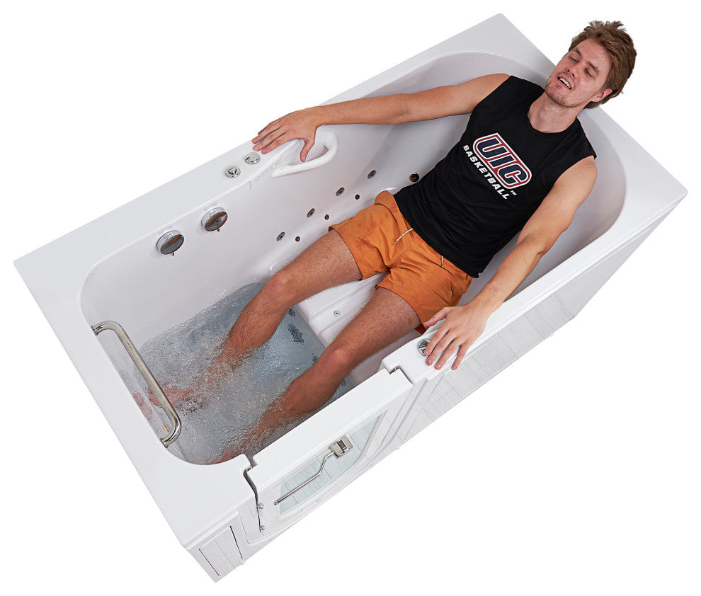 Ella Shak 36"x72" Air + Hydro + Foot Massage Walk-In tub, Outward Door, 2 Drains, No Faucet, Left Drain