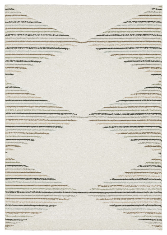 Canton Geometric Stripes Beige/Multi Indoor Area Rug, 6'7"x9'6"