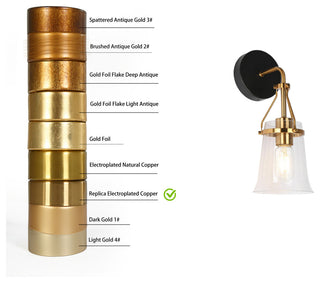 LNC Polished Gold Modern Seeded-Glass Wall Sconce, 1 Light