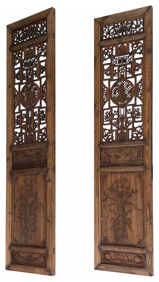 4 Vintage Chinese Eight Immortal Theme Wood Tall Panel Screen Divider cs6973S