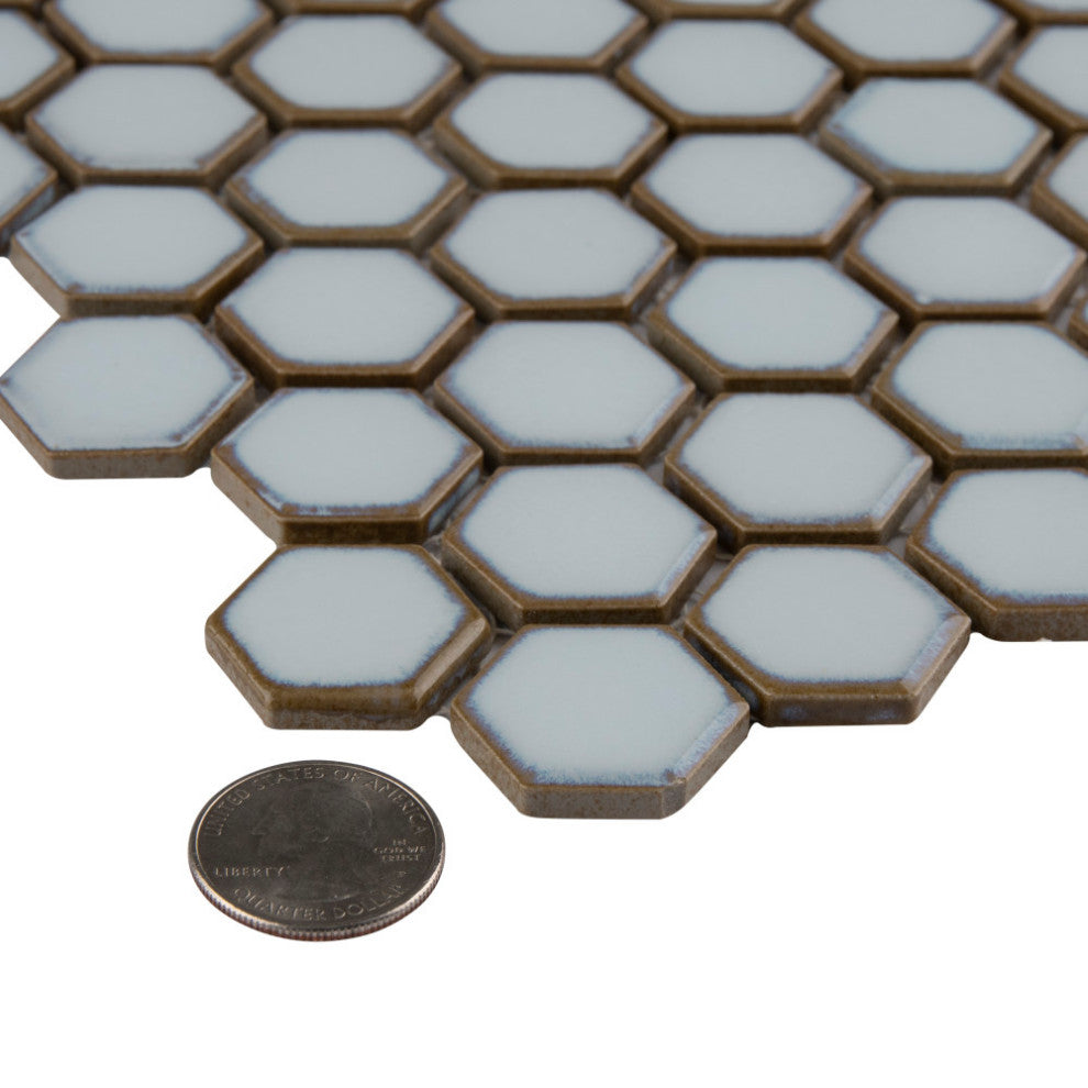 Hudson 1" Hex Silk White Porcelain Floor and Wall Tile