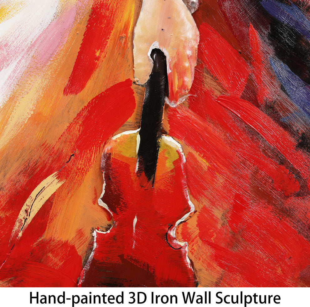 "Flamenco" Beautiful Woman Mixed Media Iron Hand Painted Dimensional Wall Art