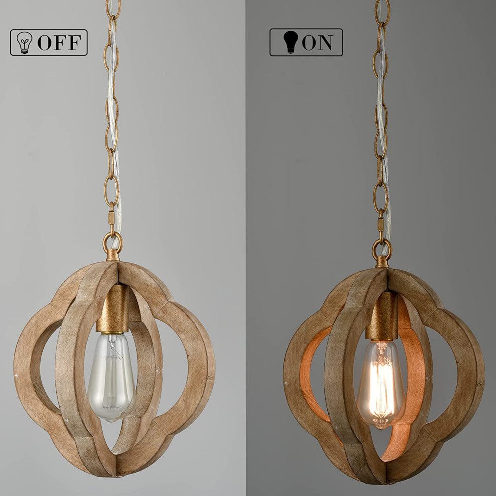 Industrial Wood Chandelier Farmhouse Rust Pendant Light Brown Wood Pendant Lamp