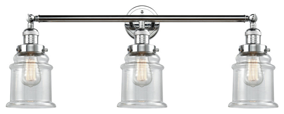 Canton 3-Light Bath Fixture, Clear Glass, Polished Chrome