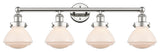 Olean 4-Light 34" Bath Vanity Light, Polished Nickel Finish, Matte White Shade