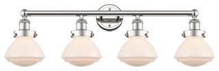 Olean 4-Light 34" Bath Vanity Light, Polished Nickel Finish, Matte White Shade