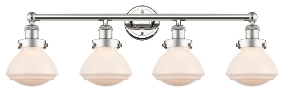 Olean 4-Light 34" Bath Vanity Light, Polished Nickel Finish, Matte White Shade