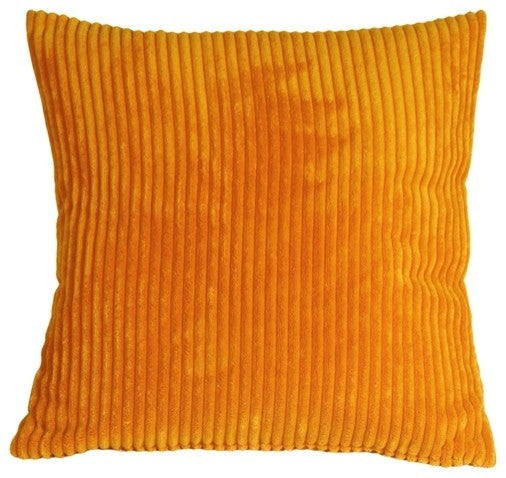 Pillow Decor - Wide Wale Corduroy 22 x 22 Throw Pillows, Light Orange