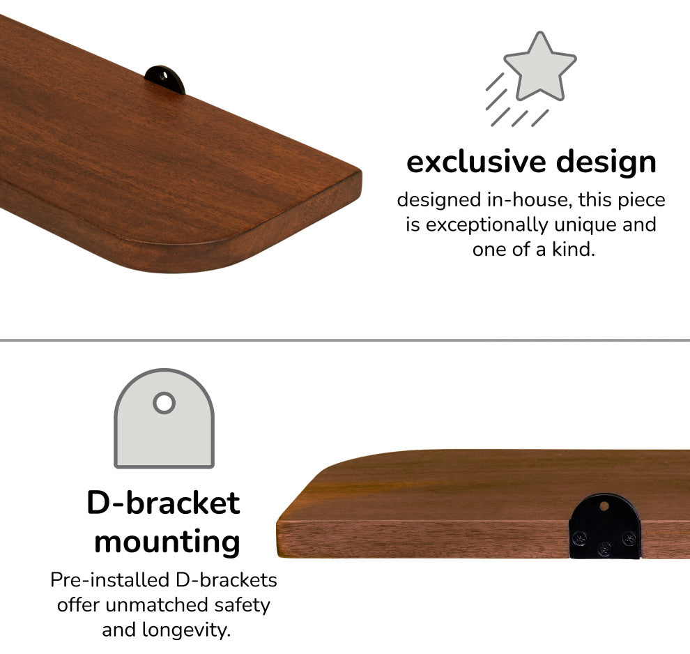 Dale Set of 4 Wall Mounted Shelves, Walnut