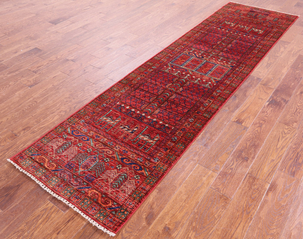 Runner Hand-Knotted Fine Turkmen Ersari Wool Rug 2' 8" X 10' 4" Q10885