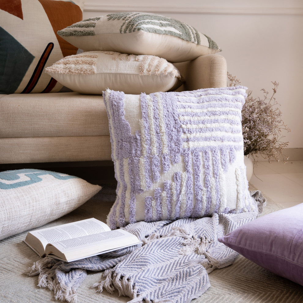 Stacy Garcia Ivory Velvet Handmade Throw Pillow