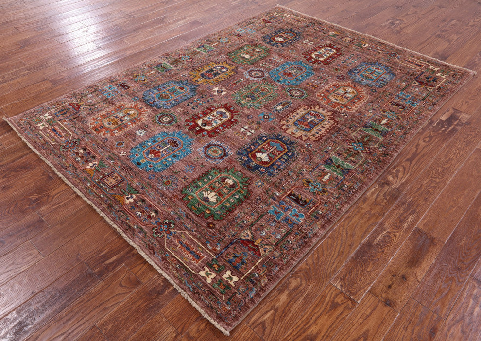 5' 8" X 8' 0" Fine Turkmen Ersari Handmade Wool Rug - Q12229
