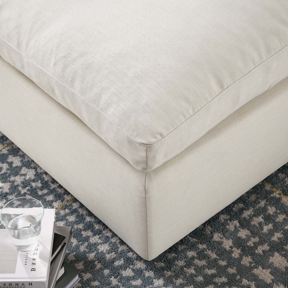 Ottoman Accent Chair, Beige, Fabric, Modern, Lounge Cafe Hotel Hospitality