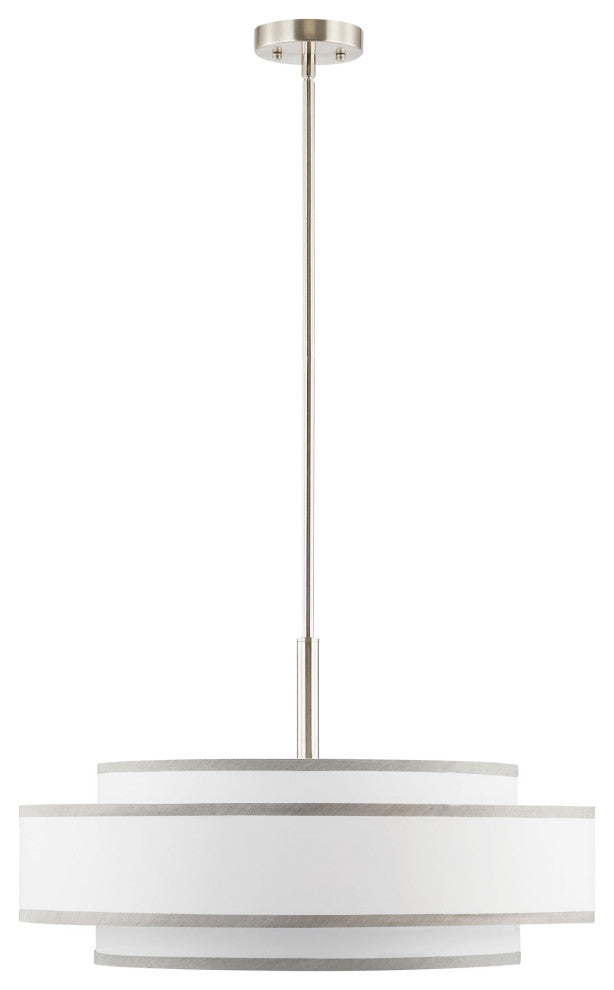 5-Light Dimmable Drum Chandelier with Double Shades, Nickel