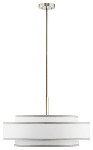5-Light Dimmable Drum Chandelier with Double Shades, Nickel