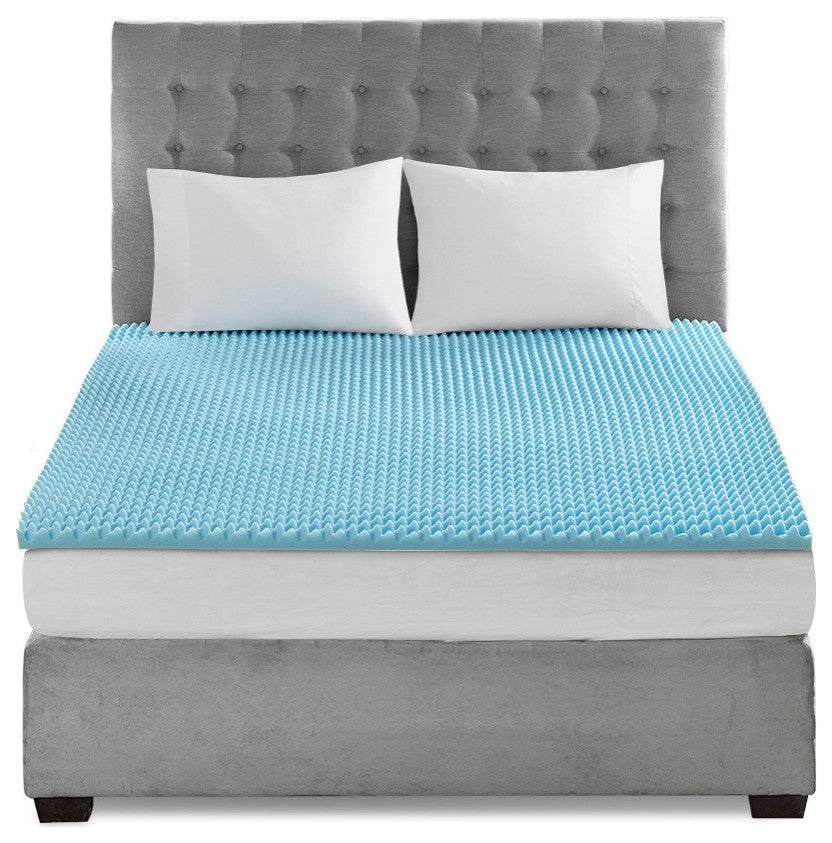 Sleep Philosophy 1.5" Gel Memory Foam Topper, Blue, Queen