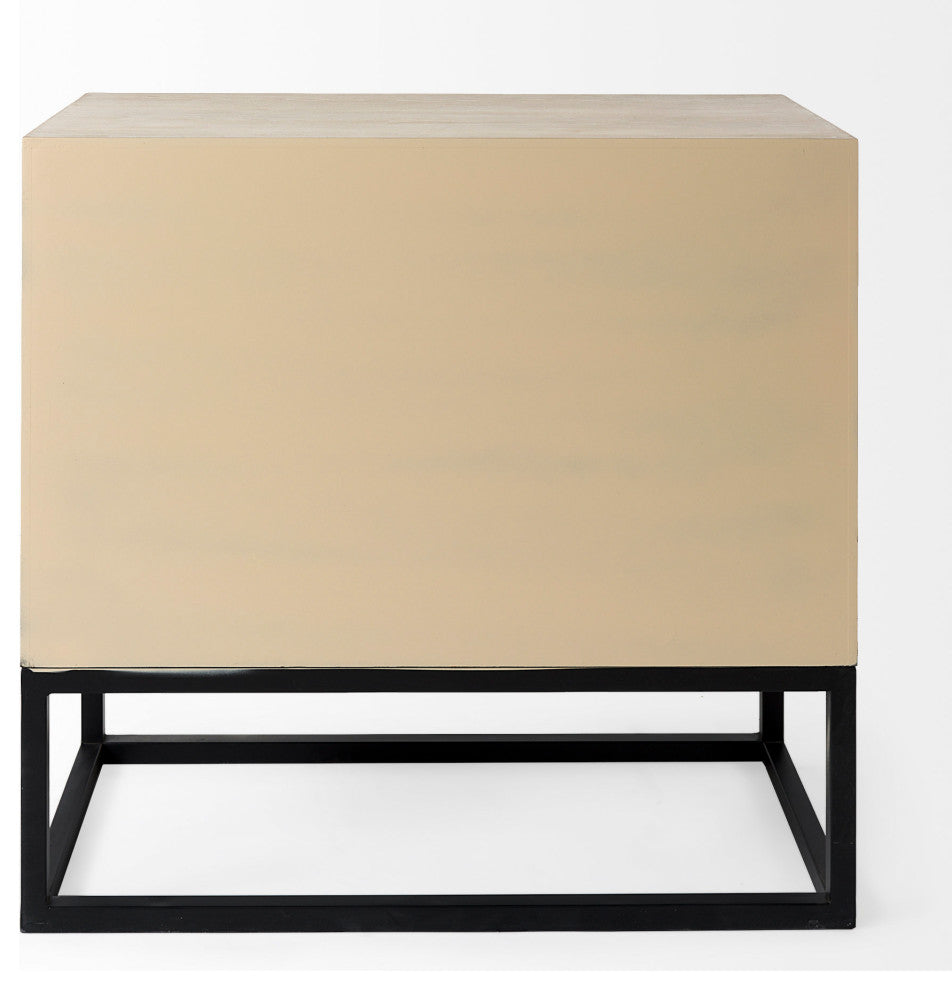 Ciara Beige Fir Veneer With Black Metal Frame Accent Cabinet