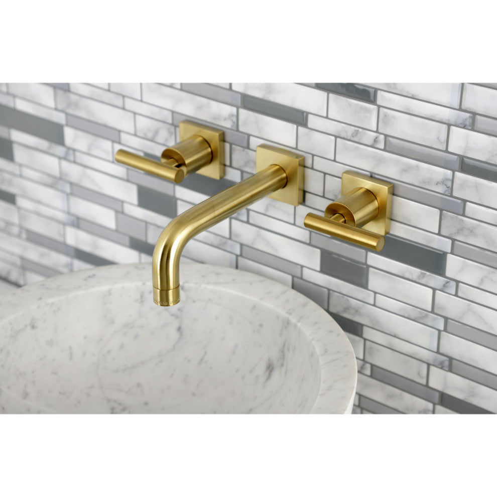 Kingston Brass KS6127CML Two-Handle Wall Mount Bathroom Faucet, Brushed Brass