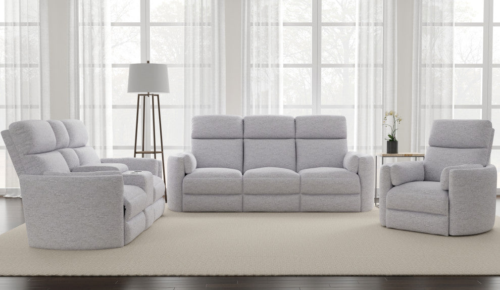 Radius Mega Grey Power Reclining Sofa Loveseat and Recliner, Mineral
