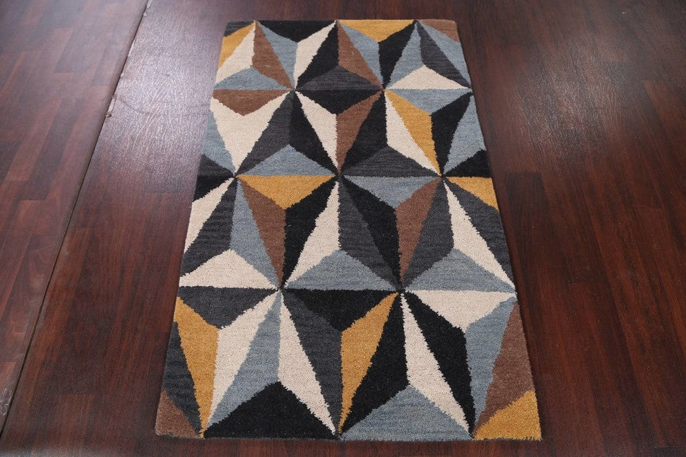 Cubic Design Hand Tufted Indian Oushak Oriental 100% Wool Area Rug, 3x5'