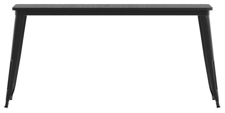 Declan Commercial Indoor/Outdoor Dining Table with Umbrella Hole, 30" x 60", Black