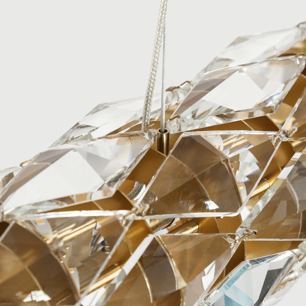 LNC Viniculture 1-Light 36" Modern Crystal Linear LED Island Light, Brass