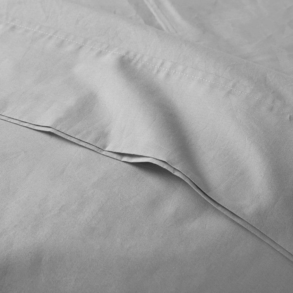 Madison Park Peached Percale Cotton Peached Percale Sheet Set, Grey