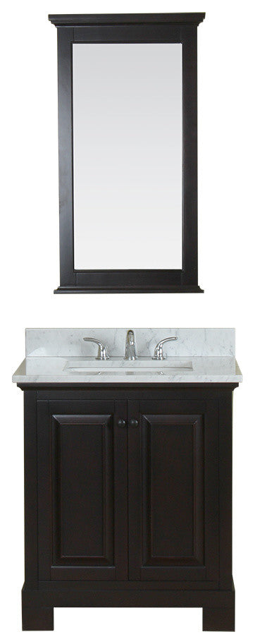 Richmond 30" Single Vanity in Espresso, Carrera Marble Top and Mirror