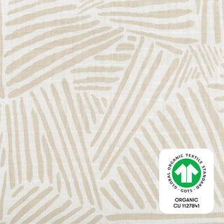 Mini Crib Sheet, GOTS Certified Organic Muslin Cotton, Oat Stripe
