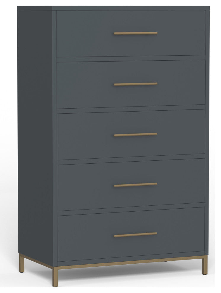 Madelyn Five Drawer Chest, Slate Gray