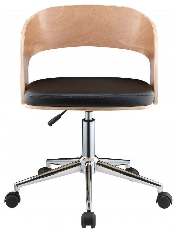 HomeRoots Mod Rolling Black Faux Leather Office Desk Chair