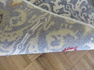 7'10x9'10 Handmade Grayish Blue Ikat Peshawar Oriental Rug