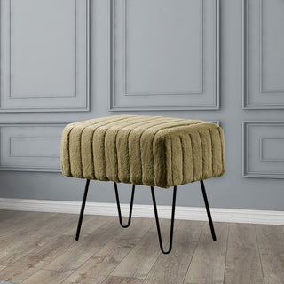Serenta Super Mink Ottoman, Olive, 19''x13''x17''