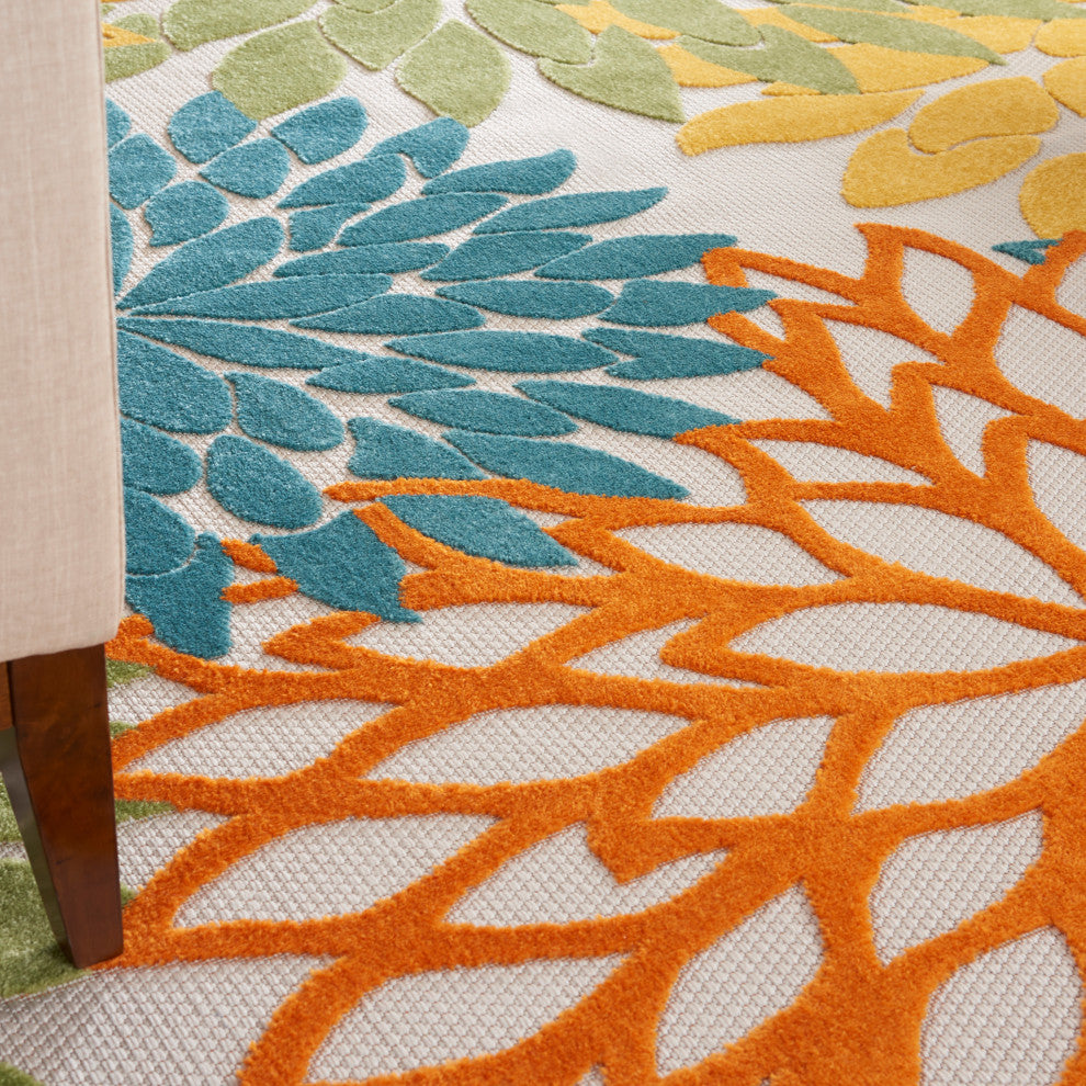 Nourison Aloha 9' x 12' Turquoise Multicolor Tropical Area Rug
