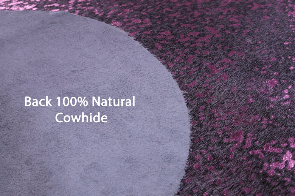 6' 1" X 5' 10" Pink Metallic Cowhide Rug C2109