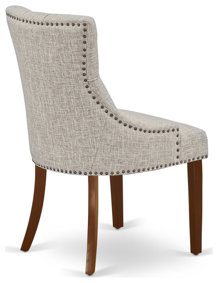Friona Parson Chair With Mahogany Leg And Linen Fabric Doeskin Set of 2