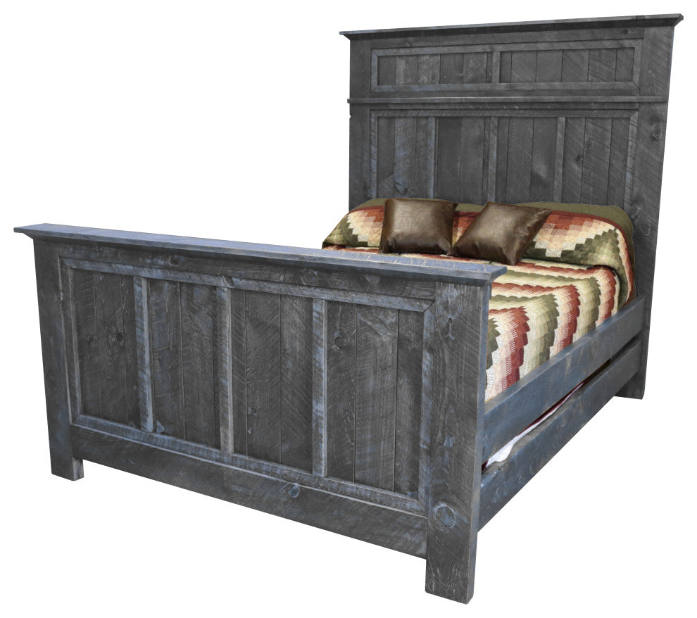 Barnwood Style Timber Peg North River Panel Bed, Smokey Gray, Full