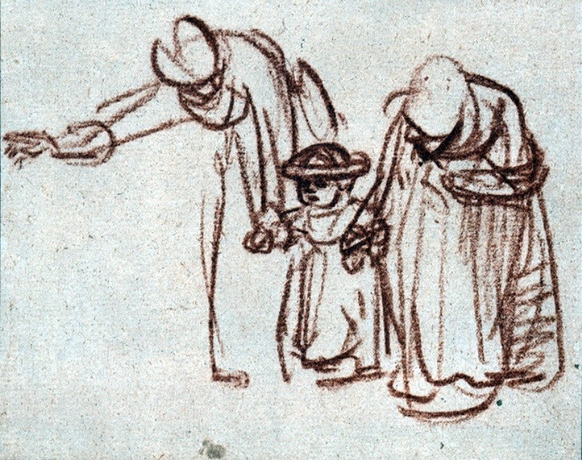 Rembrandt Van Rijn Two Women Teaching a Child to Walk Wall Decal