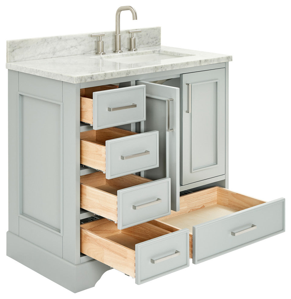 Ariel Stafford 37" Single Right Offset Rectangle Sink Bathroom Vanity