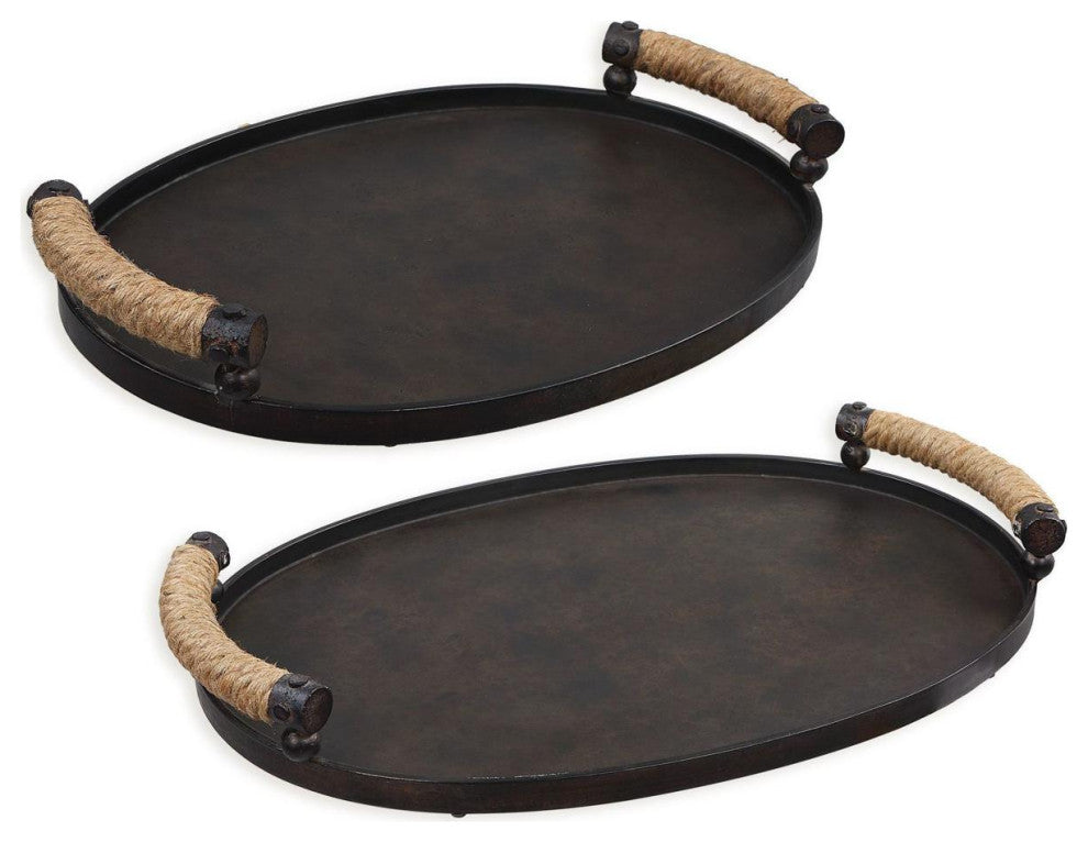 Uttermost 18073 Viggo Bronze Trays, 2-Piece Set