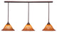 3 Light Mini Pendant In Bronze, 14" Tiger Glass
