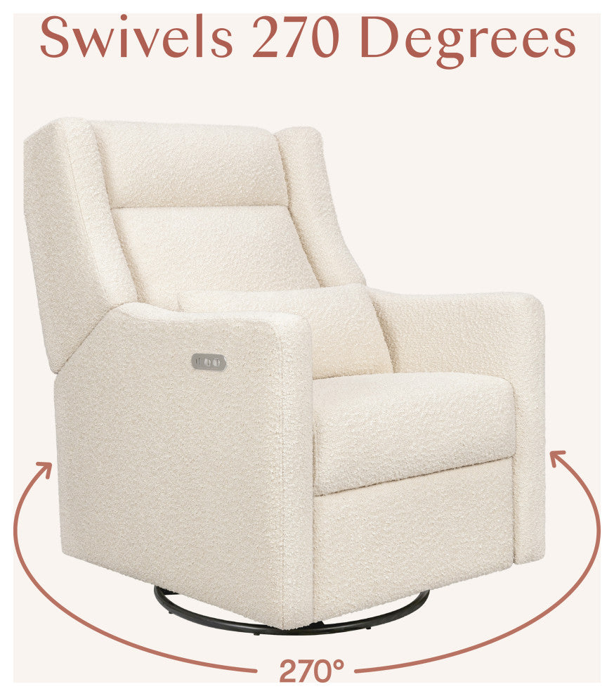 Kiwi Plus Power Glider Recliner w/ Power Headrest, Performance Ivory Boucle